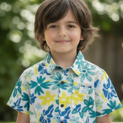 Boys Floral Print Cotton Shirt