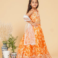 Orange Shibori Kota doriya Lehenga set