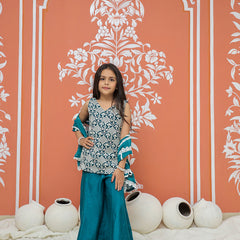 Rama Green Embroidered Design Kurta Palazzo Dupatta Set