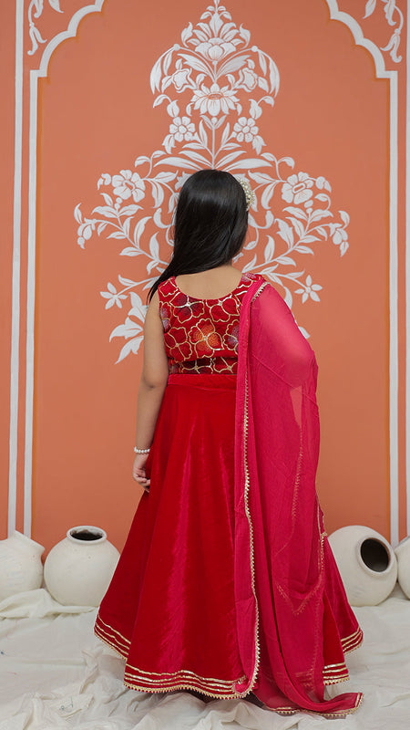 Rani Pink Velvet Lehenga set