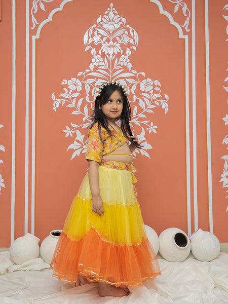 Yellow Multi colored Lehenga set
