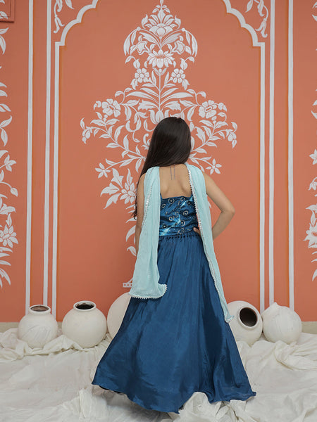 Upada Silk Tye and Dye Lehenga set