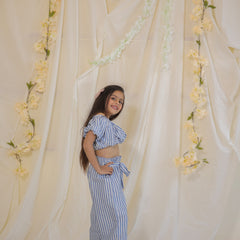South Cotton Blue Striped Coord-set