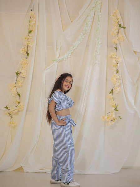South Cotton Blue Striped Coord-set