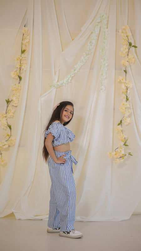 South Cotton Blue Striped Coord-set