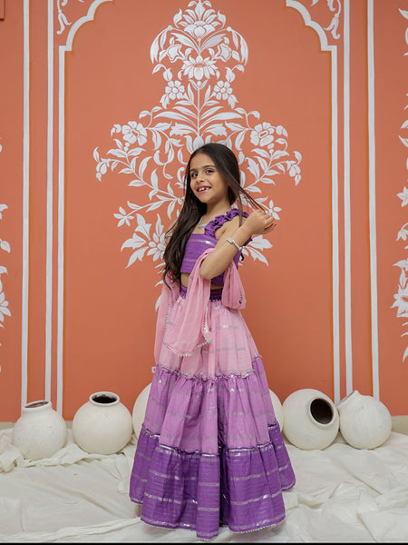 Lilac Lurex Cotton Lehenga set