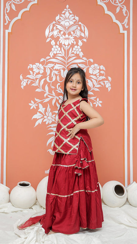 Maroon Kurti Lehenga set