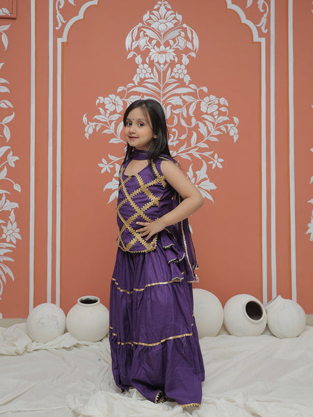 Purple Kurti Lehenga set