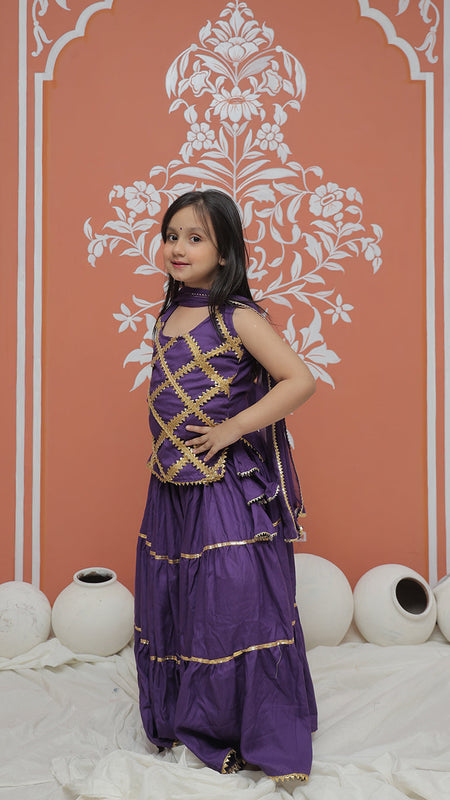 Purple Kurti Lehenga set