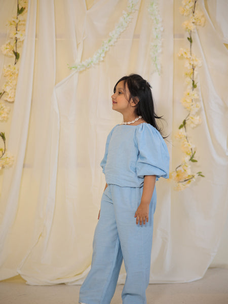 Powder Blue Cotton Slub Coord-set