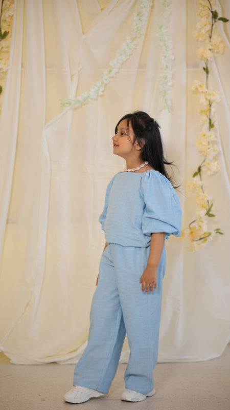 Powder Blue Cotton Slub Coord-set
