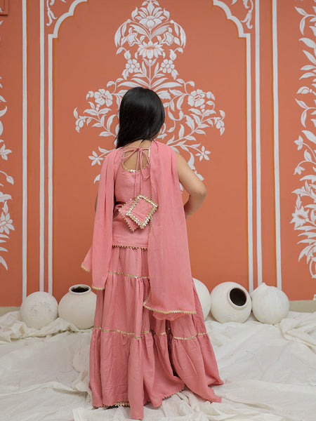 Baby Pink Kurti Lehenga set