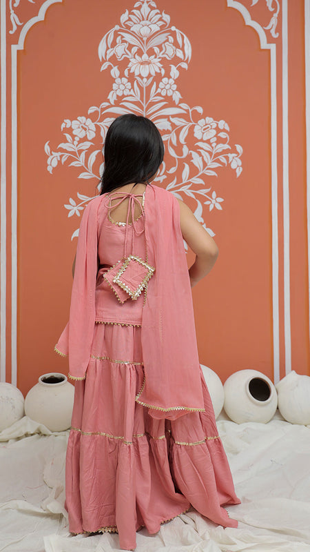 Baby Pink Kurti Lehenga set