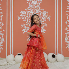 Bandhani Print Multicolor Doriya Ethnic set