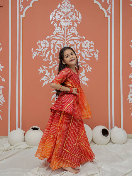 Bandhani Print Multicolor Doriya Ethnic set