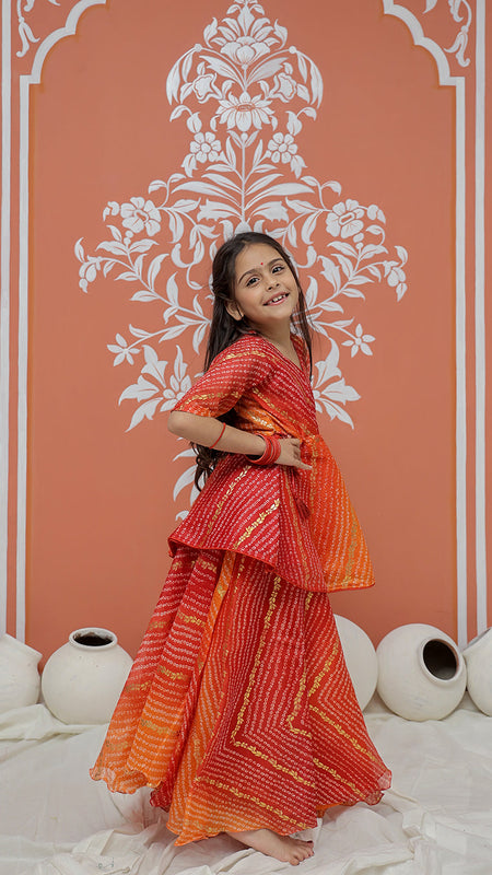 Bandhani Print Multicolor Doriya Ethnic set