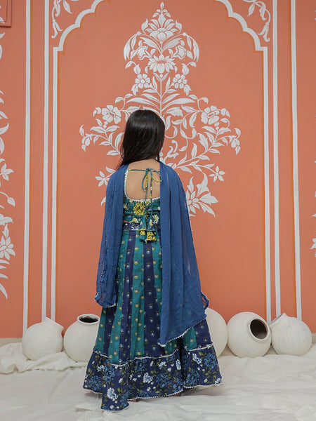 Teal colored Lehenga set