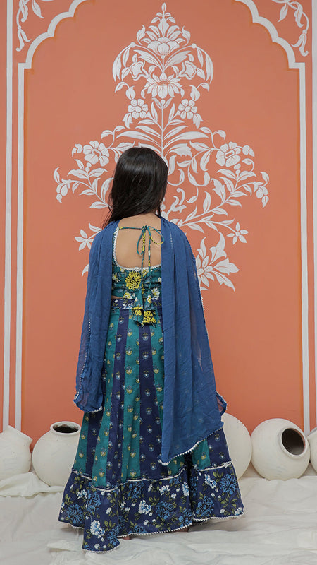 Teal colored Lehenga set