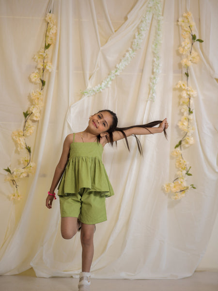 Green Jacquard Cotton Coord Set