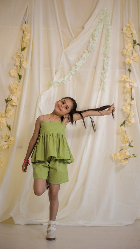 Green Jacquard Cotton Coord Set