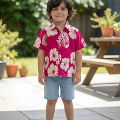 Kids Botanical Printed Pure Cotton Half Sleeve Shirt