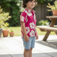 Kids Botanical Printed Pure Cotton Half Sleeve Shirt