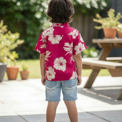 Kids Botanical Printed Pure Cotton Half Sleeve Shirt