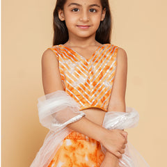Orange Shibori Kota doriya Lehenga set