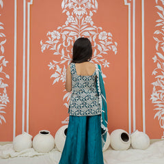 Rama Green Embroidered Design Kurta Palazzo Dupatta Set