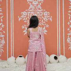 Powder Pink Kurta Palazzo Dupatta Set