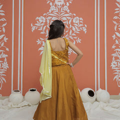 Mustard Upada Silk Tye and Dye Lehenga set