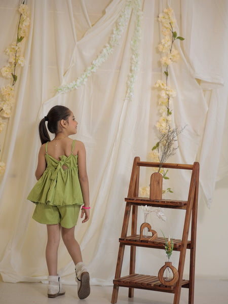 Green Jacquard Cotton Coord Set