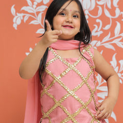 Baby Pink Kurti Lehenga set