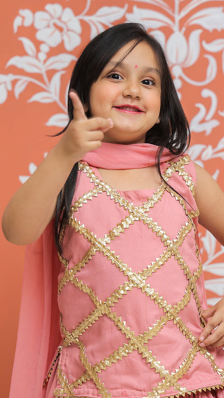 Baby Pink Kurti Lehenga set