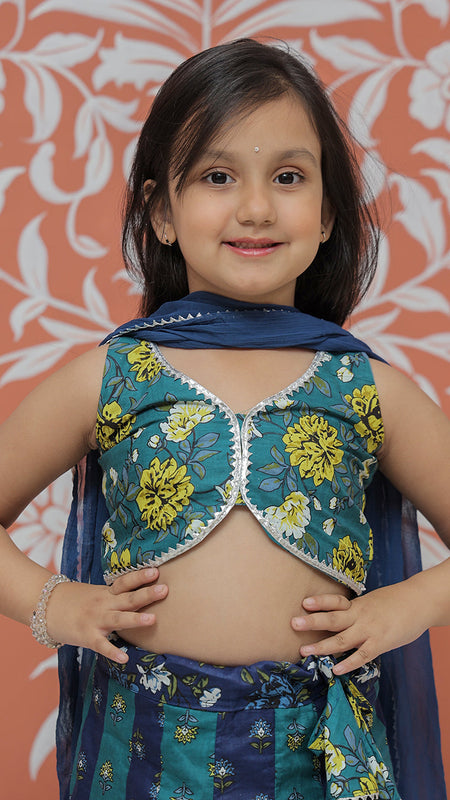 Teal colored Lehenga set