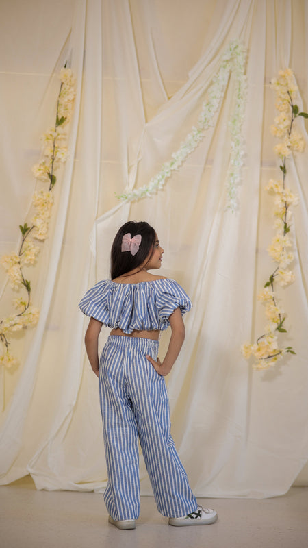 South Cotton Blue Striped Coord-set