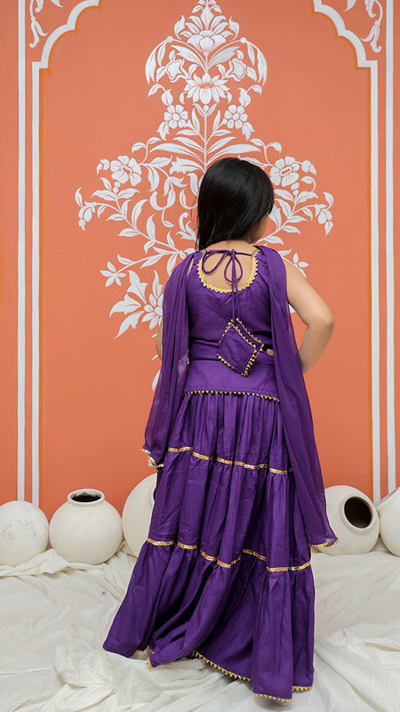 Purple Kurti Lehenga set