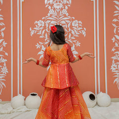 Bandhani Print Multicolor Doriya Ethnic set