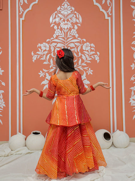 Bandhani Print Multicolor Doriya Ethnic set