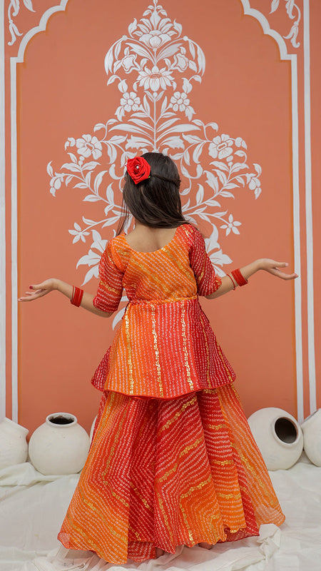 Bandhani Print Multicolor Doriya Ethnic set