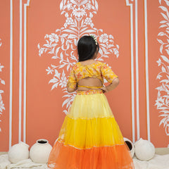 Yellow Multi colored Lehenga set