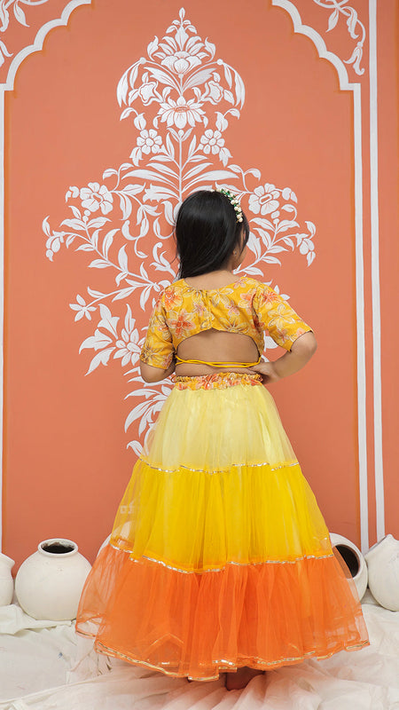 Yellow Multi colored Lehenga set