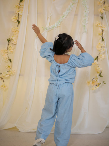 Powder Blue Cotton Slub Coord-set