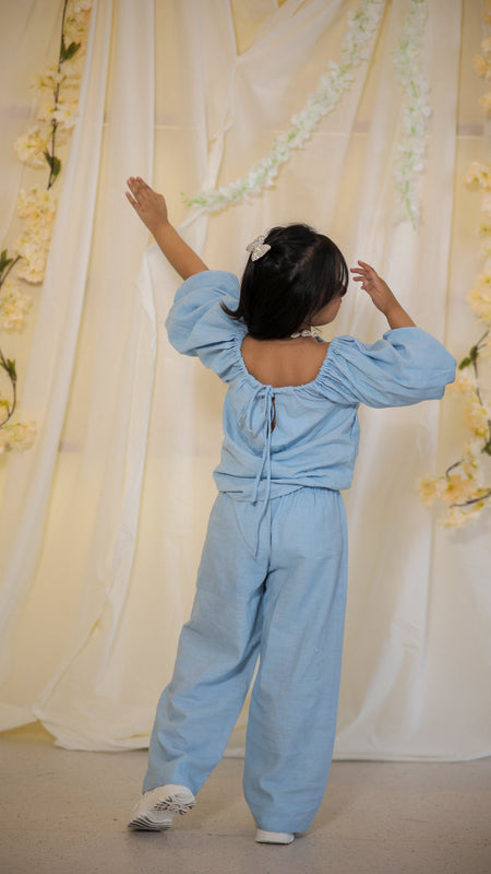 Powder Blue Cotton Slub Coord-set