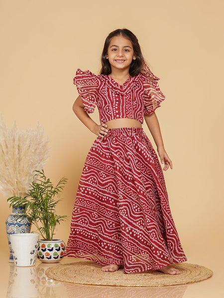 Bandhani Doriya Crop top Skirt set