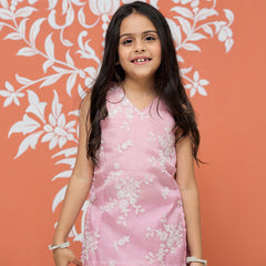 Powder Pink Kurta Palazzo Dupatta Set