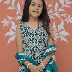 Rama Green Embroidered Design Kurta Palazzo Dupatta Set