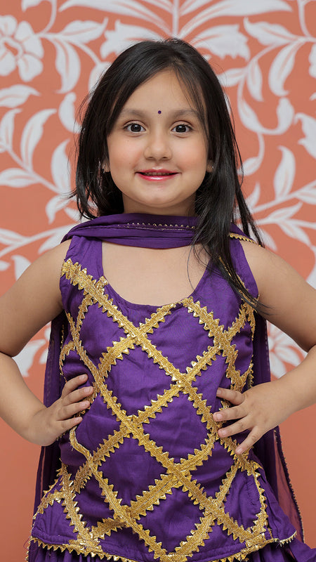 Purple Kurti Lehenga set