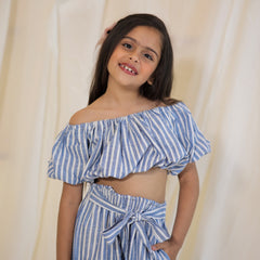 South Cotton Blue Striped Coord-set