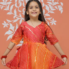 Bandhani Print Multicolor Doriya Ethnic set